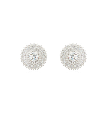 Silver Zircon Mandala Diamond Earrings
