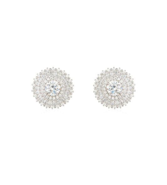 Silver Zircon Mandala Diamond Earrings