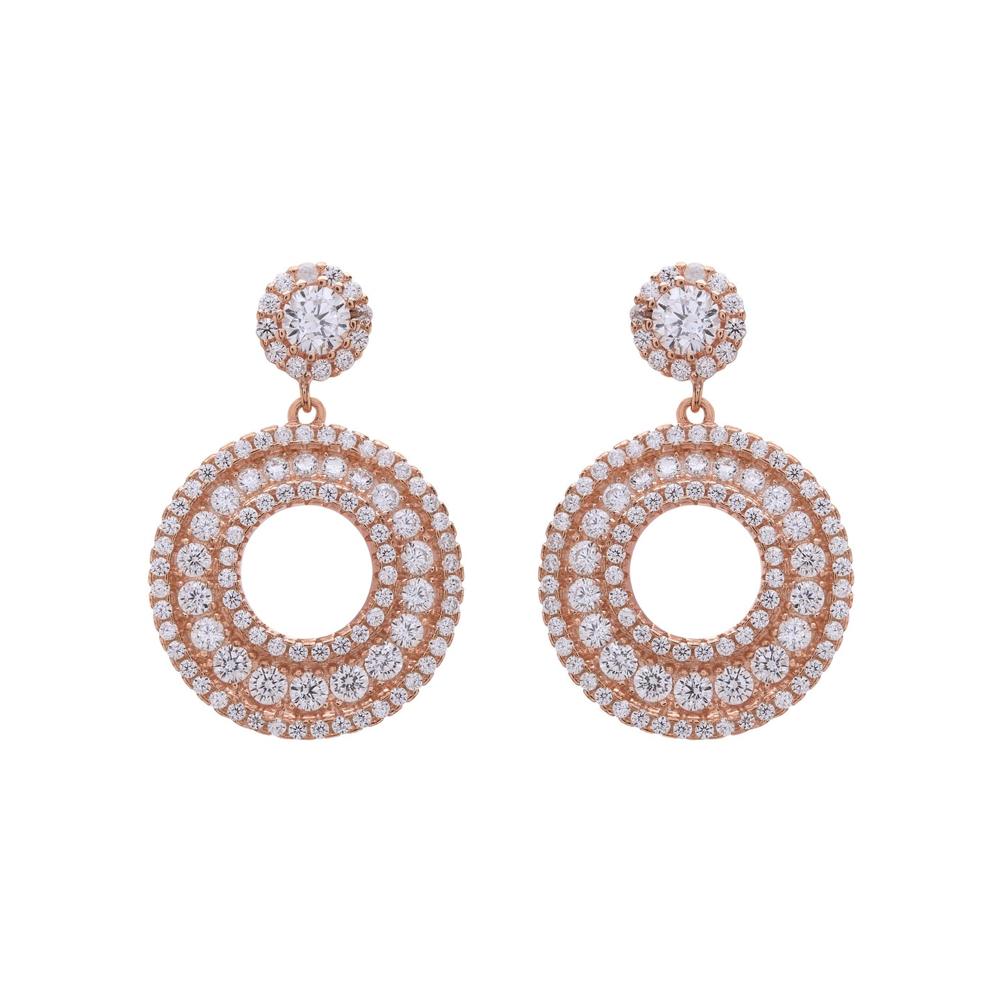 Rose Gold Diamond Intricate Earrings