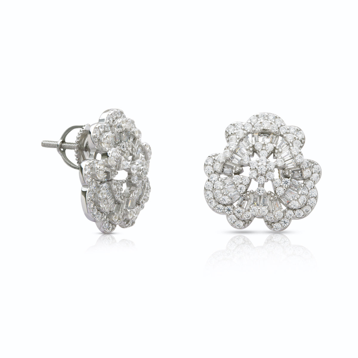 Sterling Silver Superstar Diamond Earrings