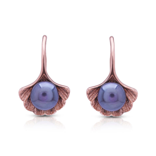 Purple Pearl Drop Silver Earrings