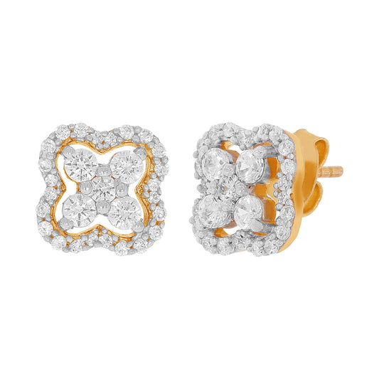 Dazzling Golden Diamond Clover Earrings