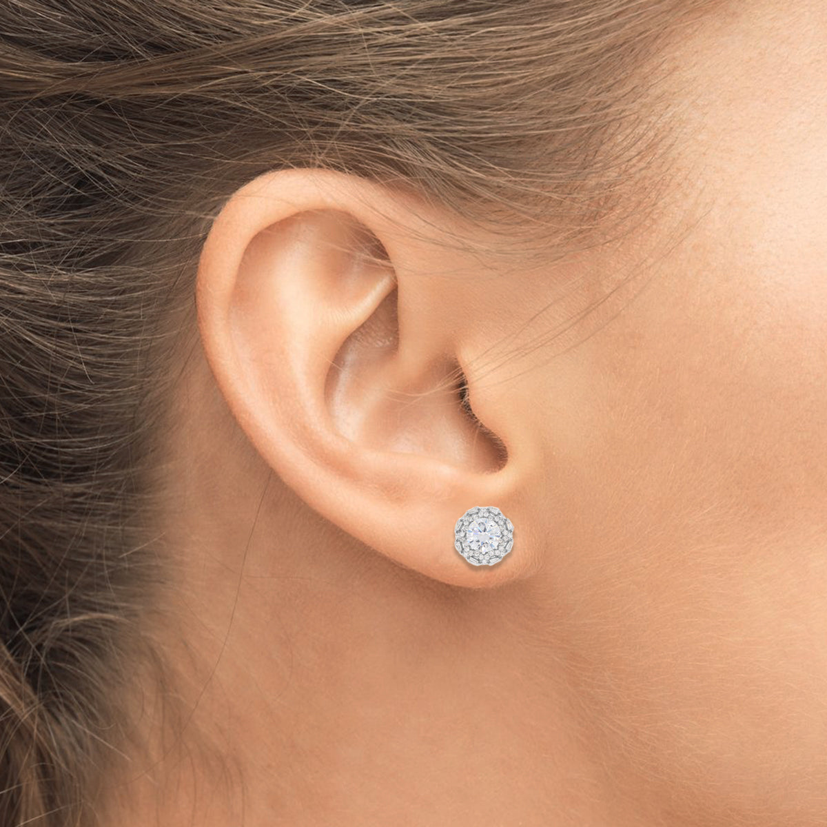 Charming Bold Sparkling Diamond Stud Earrings