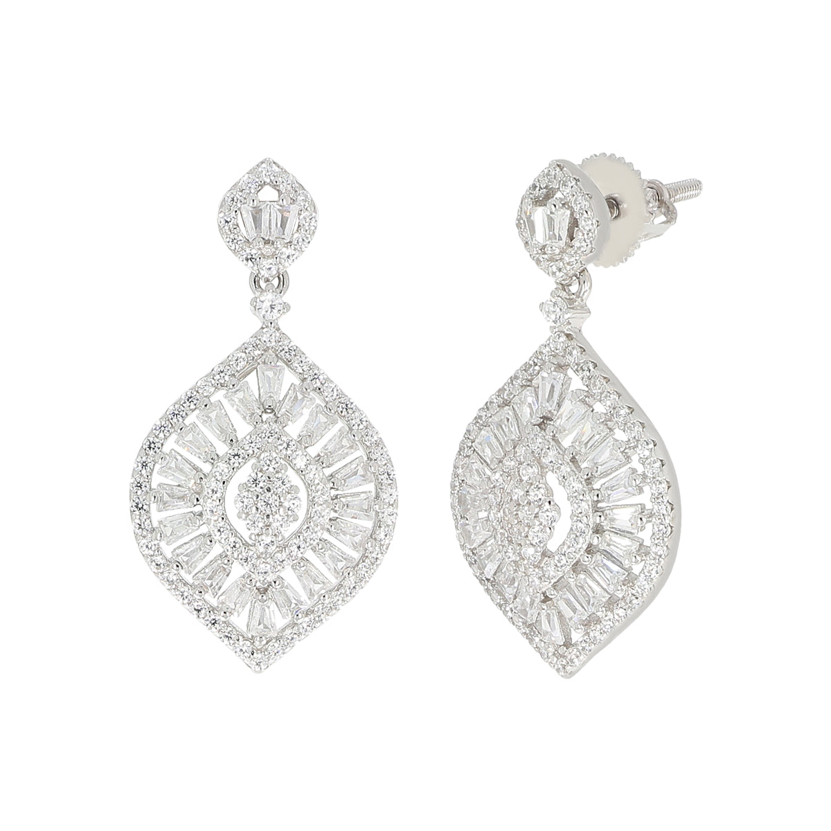 Sterling Silver Princess Diamond Earrings