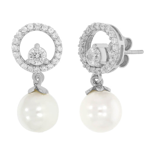 Silver Pearl Drop Earrings