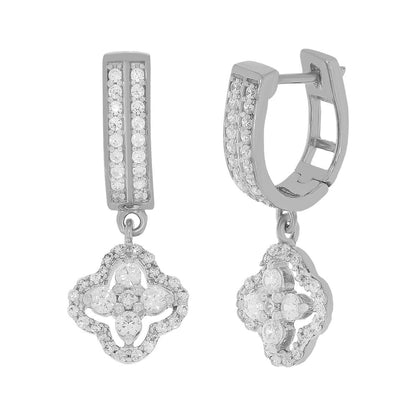 925 Sterling Silver White American Diamond Sterling Silver Hoop Earrings