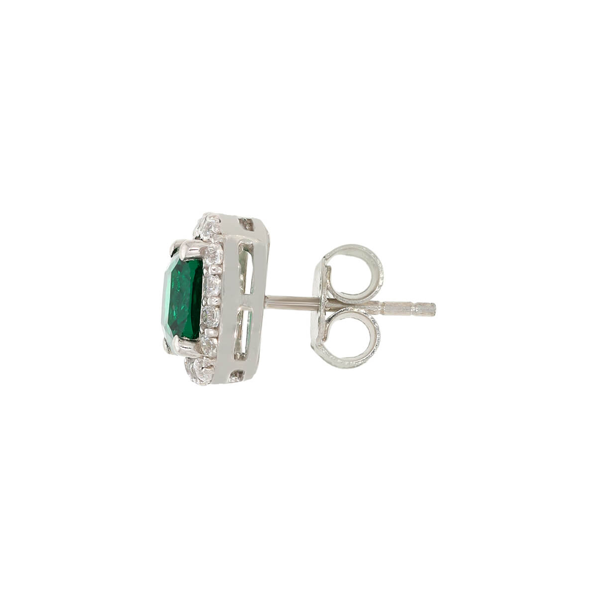 Silver Forest Green Shining Studs