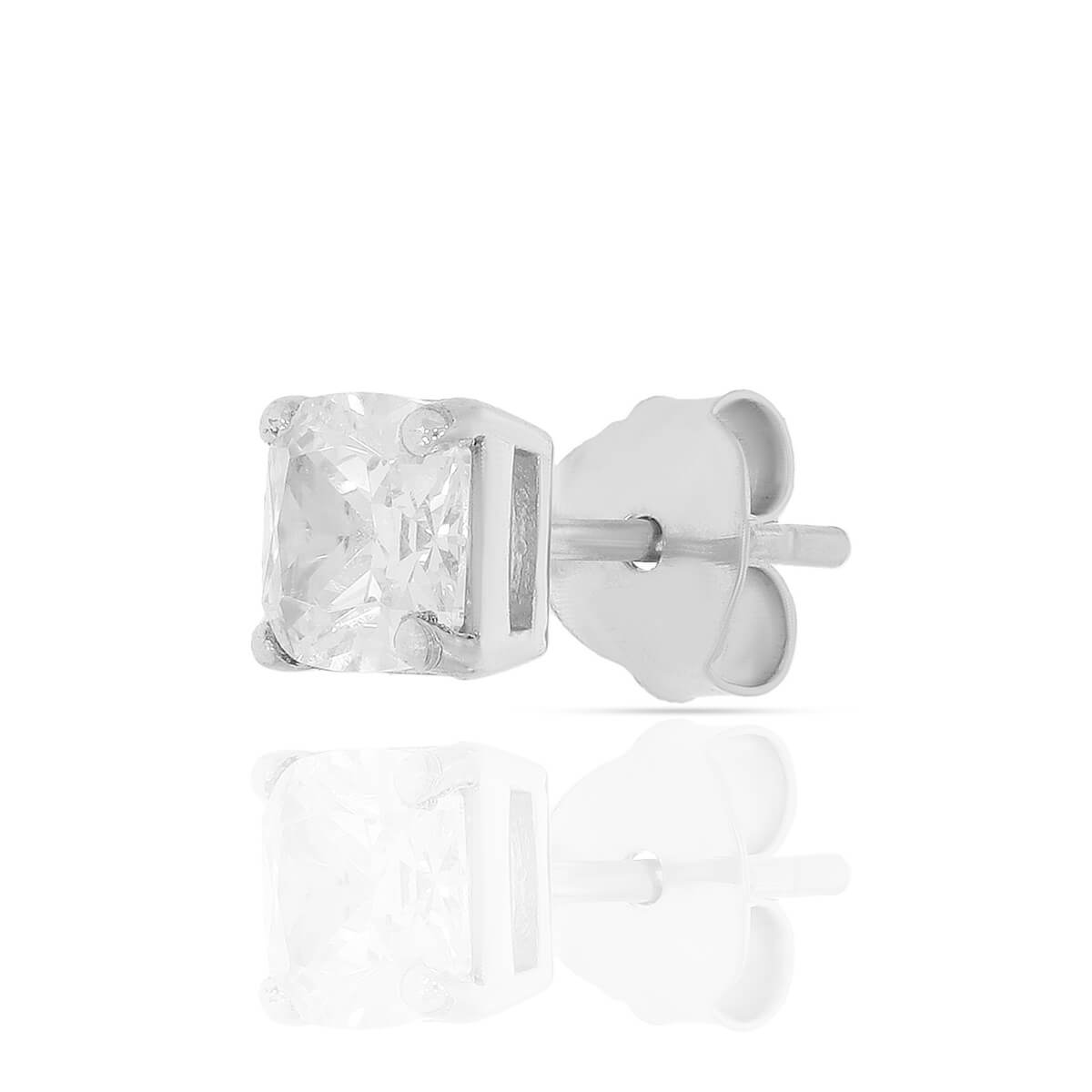 Silver Zircon Symmetry Square Earrings