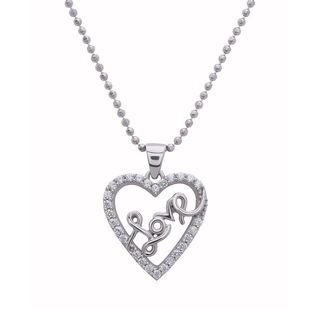 In Love Sterling Silver Diamond Pendant with Link Chain