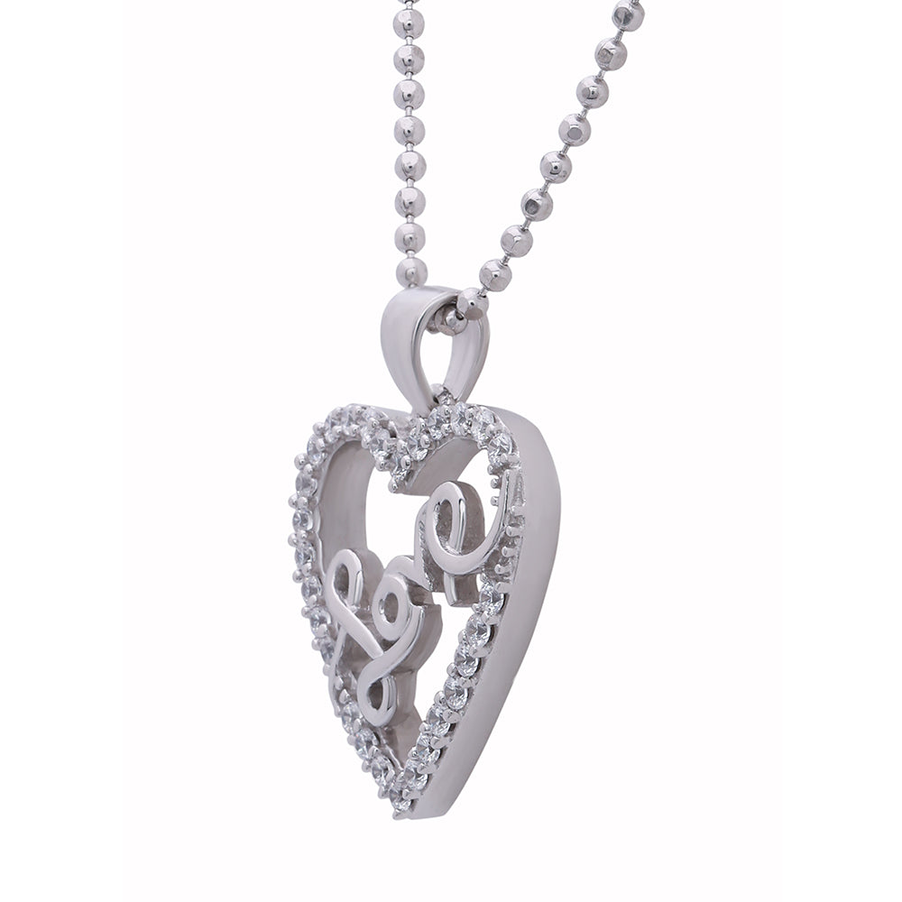 In Love Sterling Silver Diamond Pendant with Link Chain