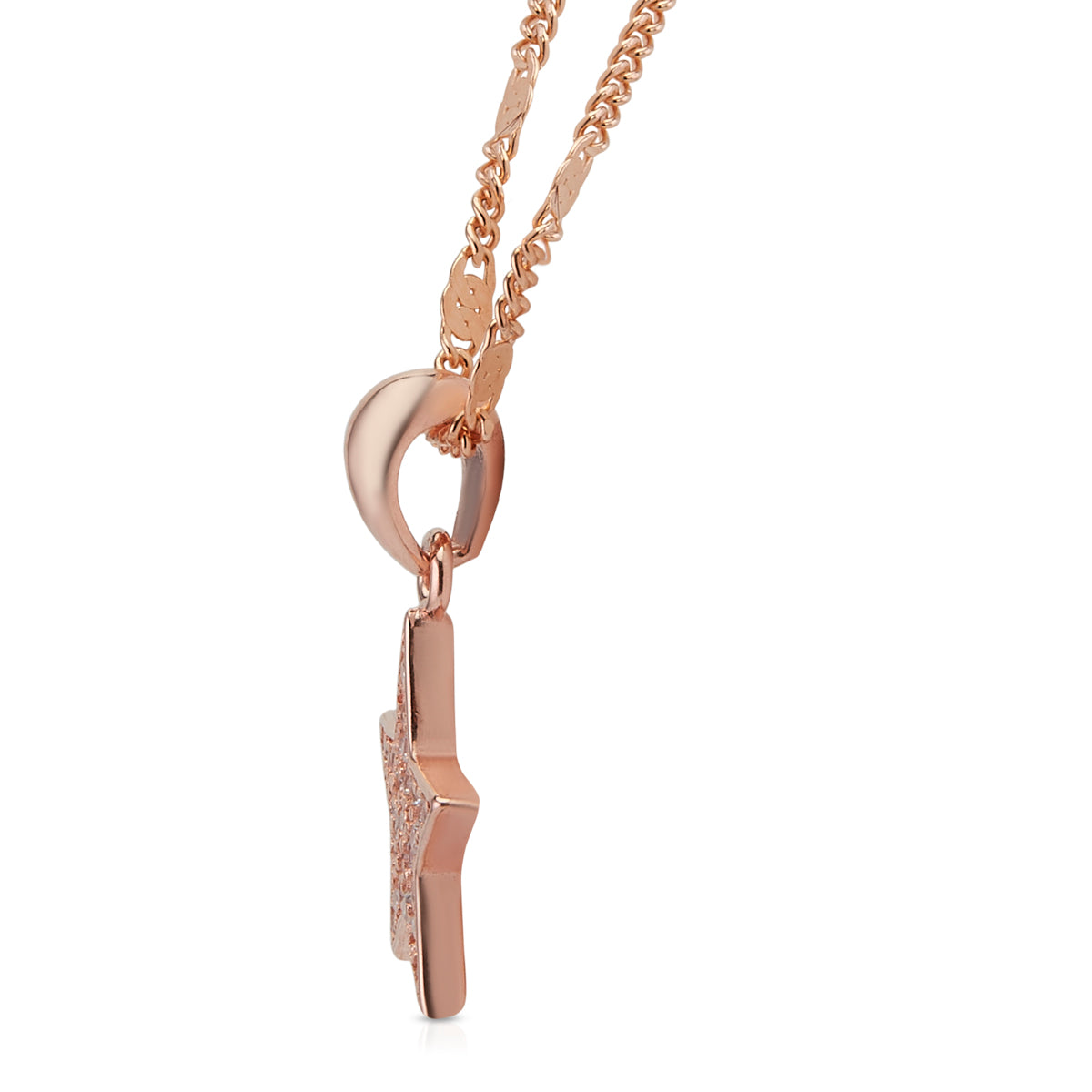 Rose Gold Shining Star Diamond Pendant with Link Chain