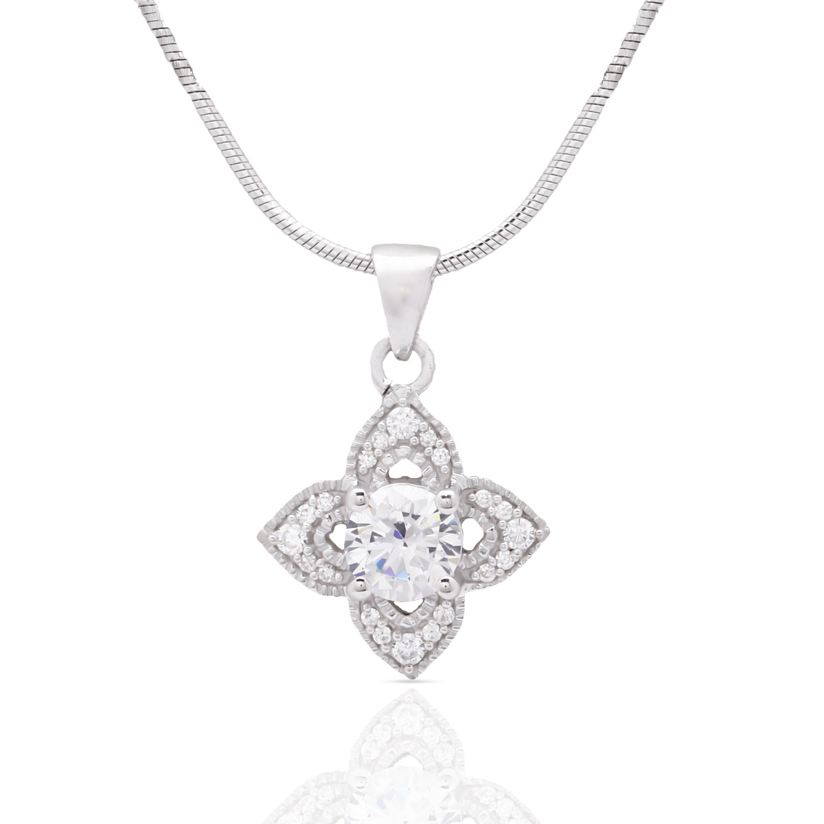 Floral Perennials Diamond Pendant with Link Chain