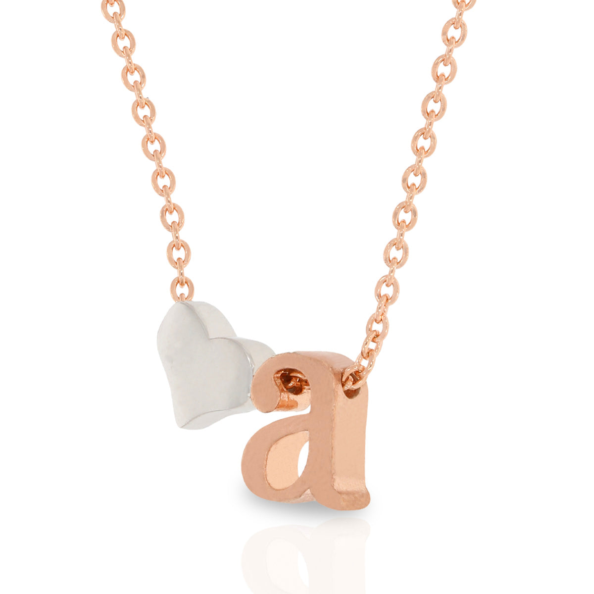 Loving A  Alphabet Rose Gold Pendant with Link Chain