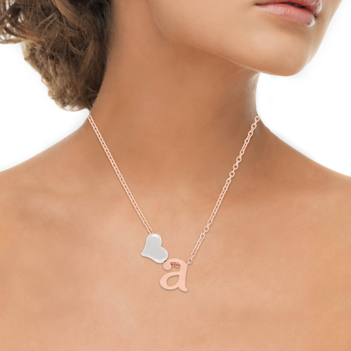 Loving A  Alphabet Rose Gold Pendant with Link Chain