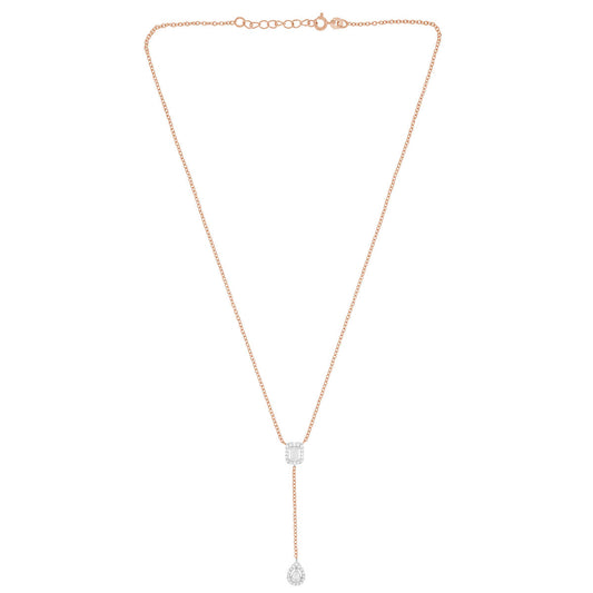 925 Sterling Silver Rose Gold Cubic Zirconia Diamond Charrms Necklace