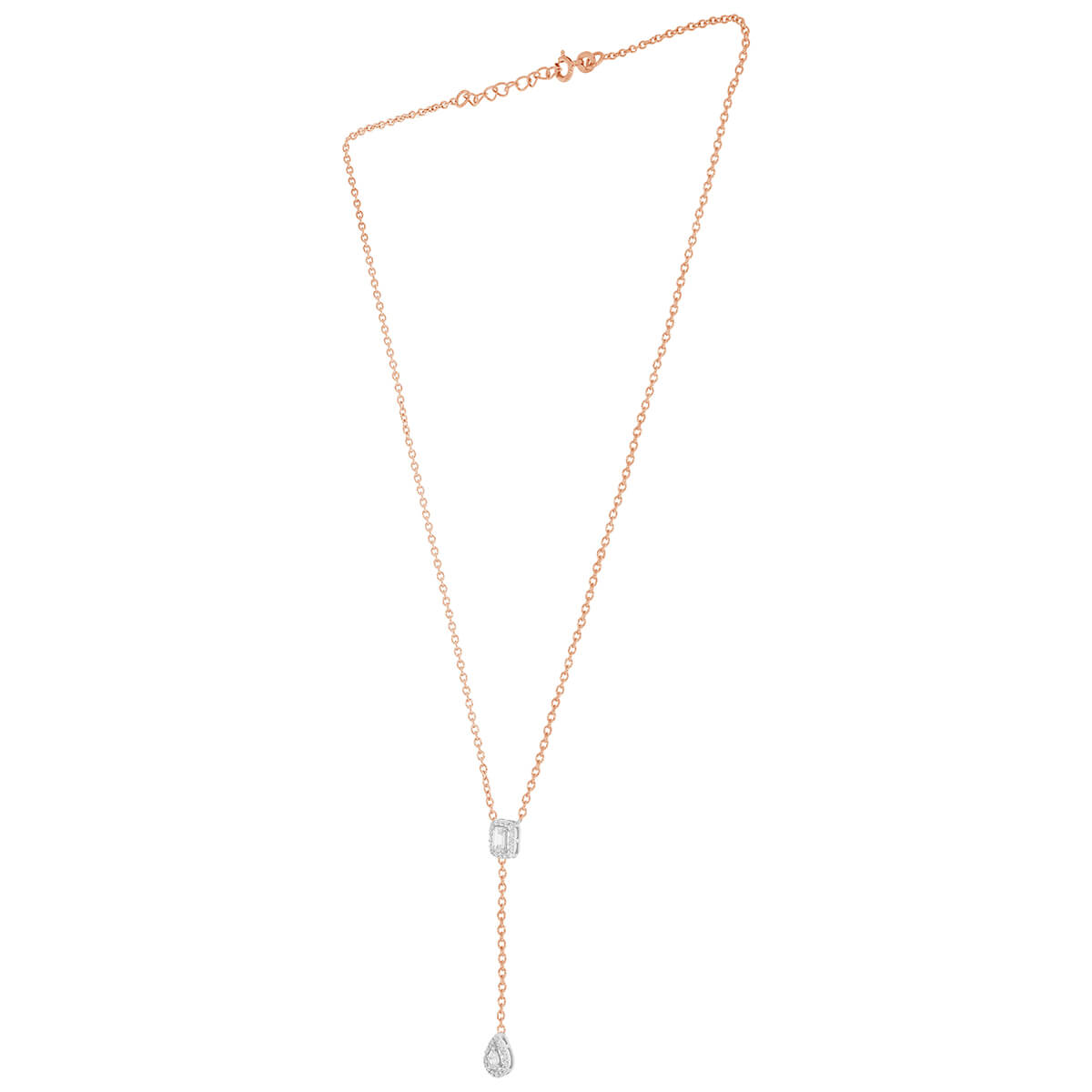 925 Sterling Silver Rose Gold Cubic Zirconia Diamond Charrms Necklace