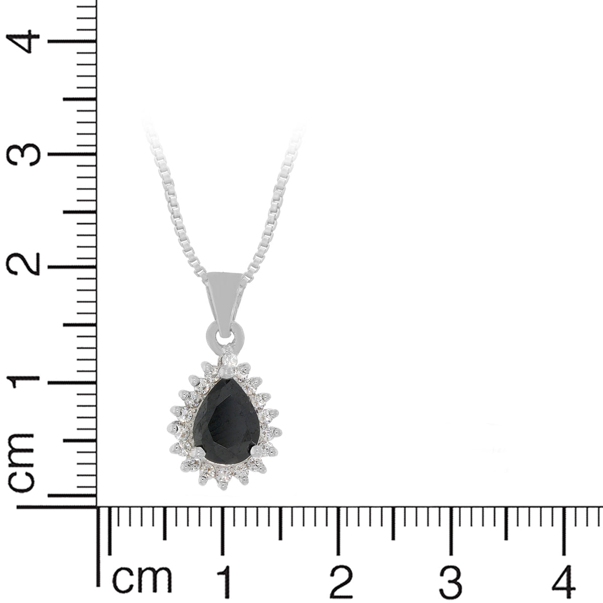 Silver Black Tear Drop Pendant Set with Link Chain