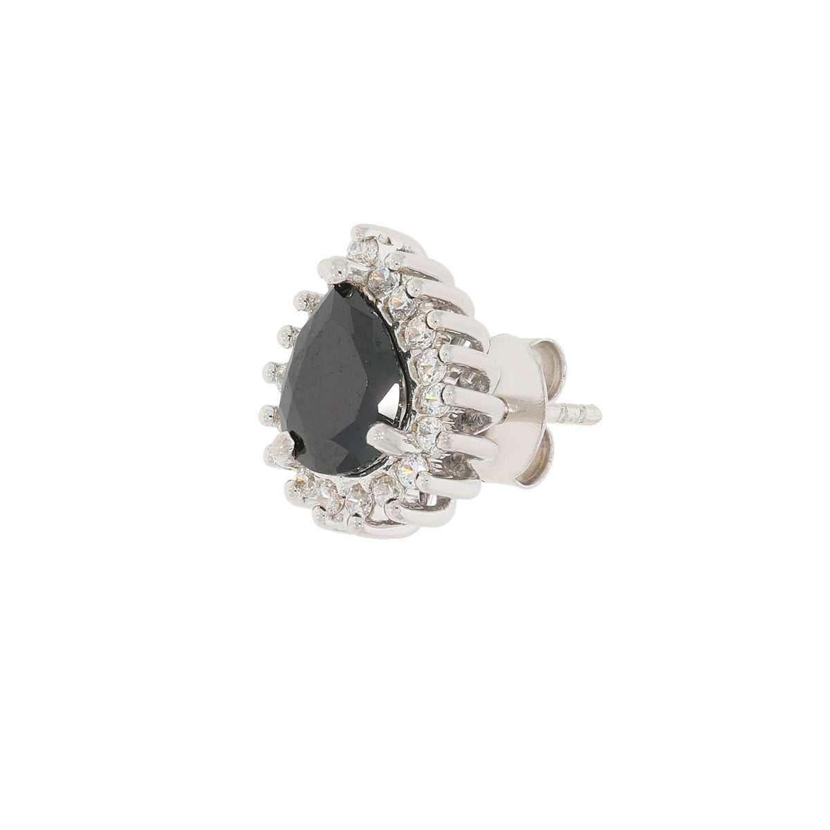 Silver Black Tear Drop Pendant Set with Link Chain