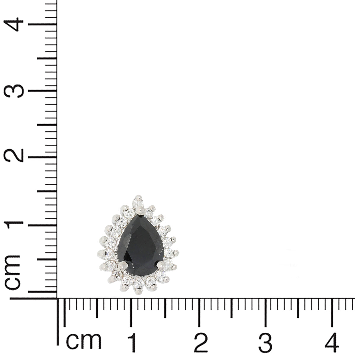 Silver Black Tear Drop Pendant Set with Link Chain
