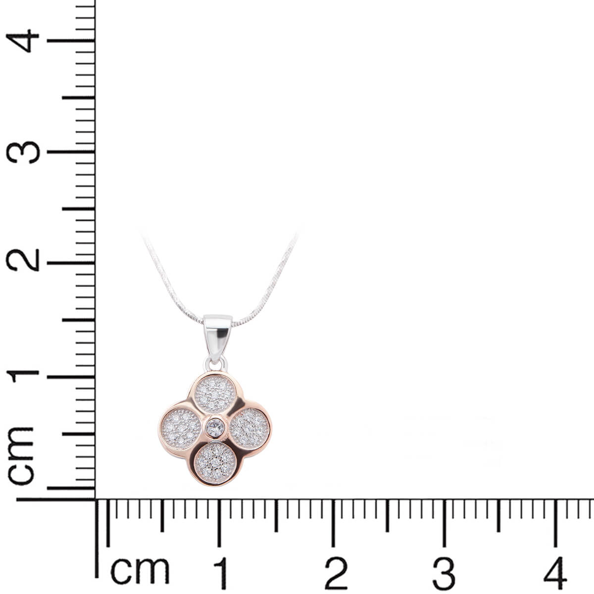 925 Sterling Silver White American Diamond Floral Shape Pendant and Earring with Chain