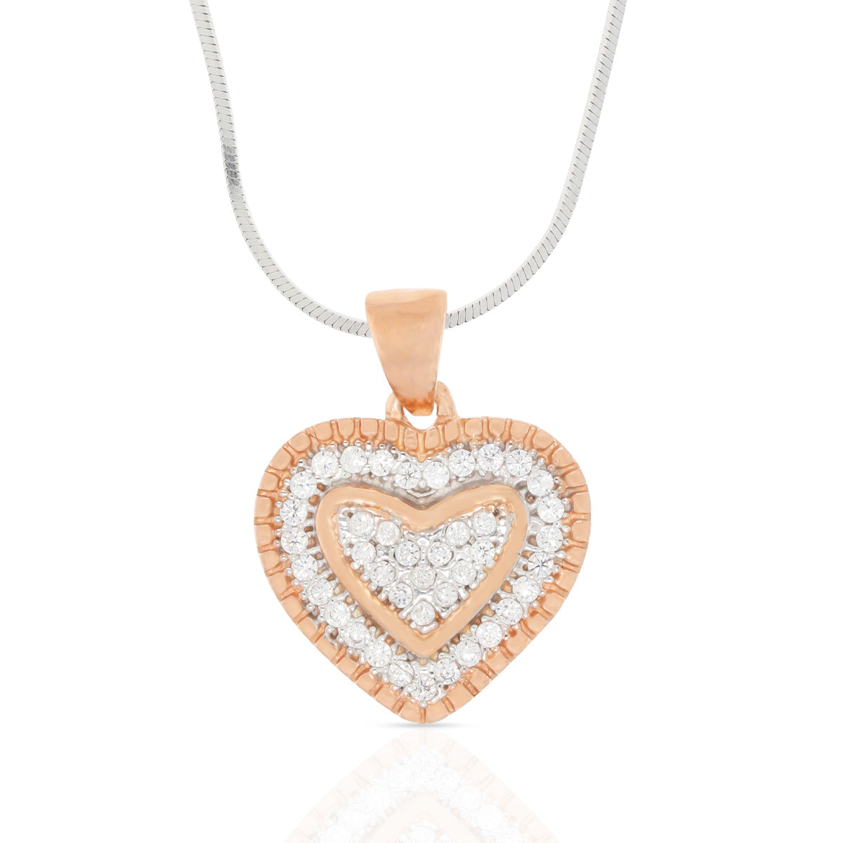 Rose Gold Dual Heart Pendant Set with Link Chain