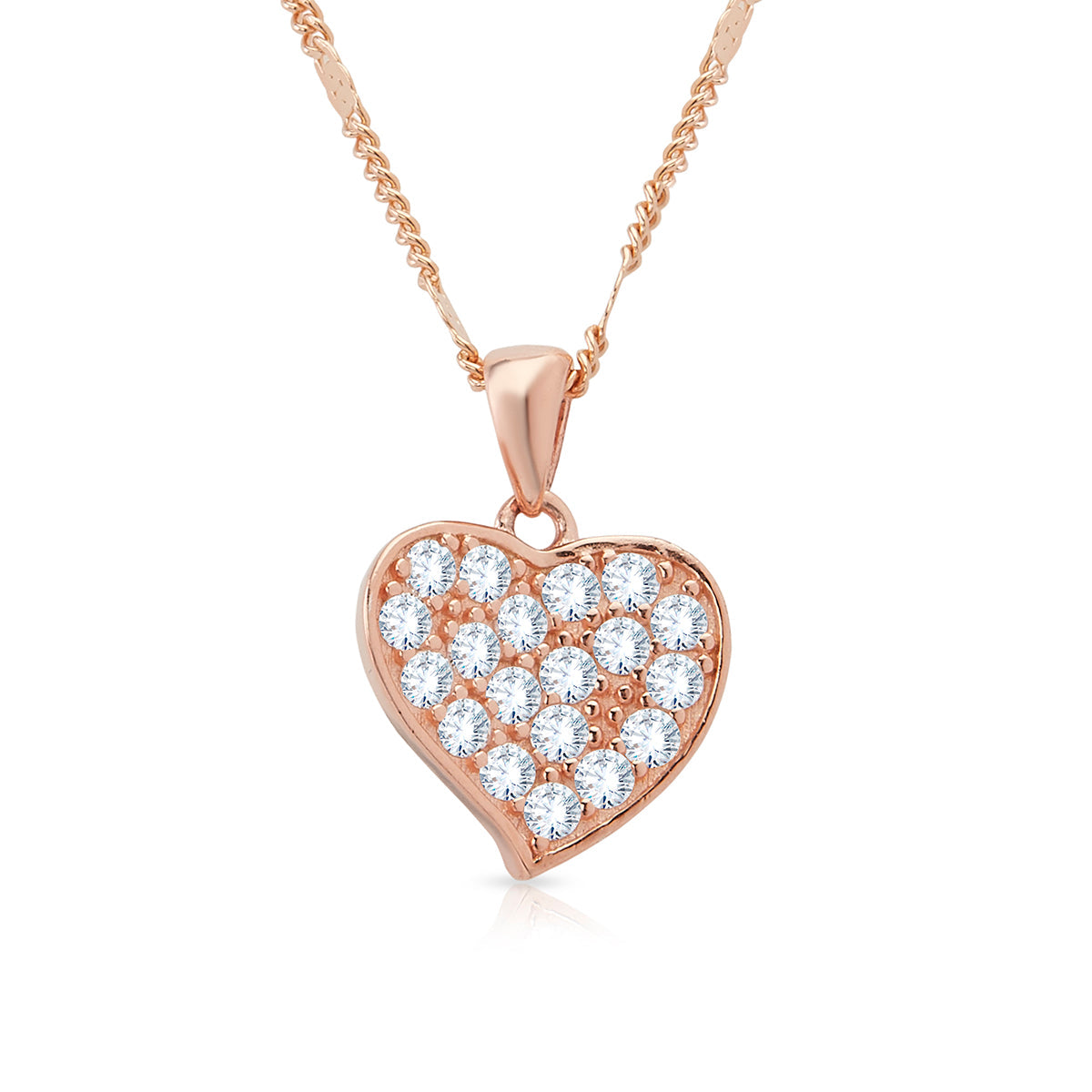 Rose Gold Whole Heart Pendant Set with Link Chain