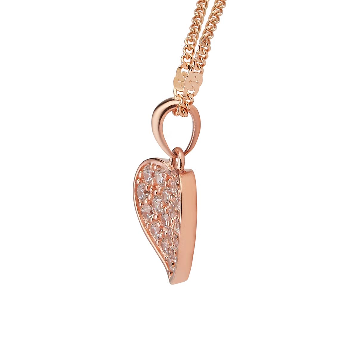 Rose Gold Whole Heart Pendant Set with Link Chain