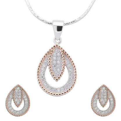 Opuntia Bloom Silver Pendant Set with Link Chain