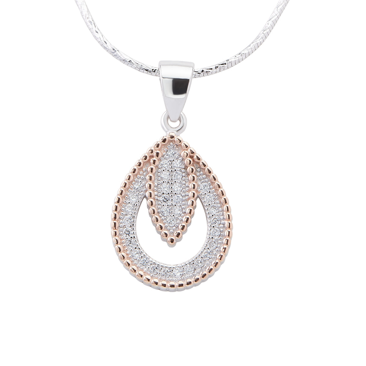 Opuntia Bloom Silver Pendant Set with Link Chain