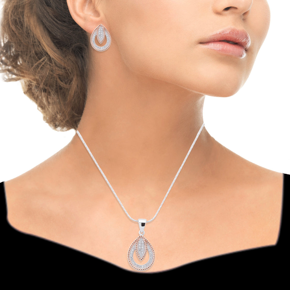 Opuntia Bloom Silver Pendant Set with Link Chain