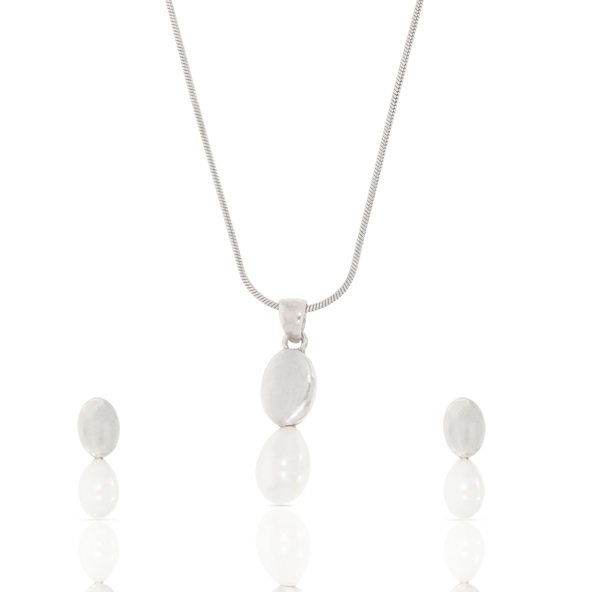 Sterling Silver Classic Pendant Set with Link Chain