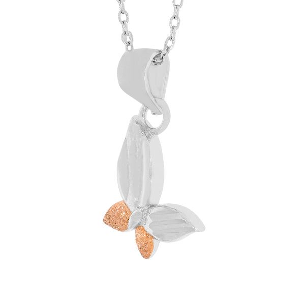 Silver Bold Butterfly Pendant Set with Link Chain