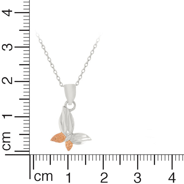 Silver Bold Butterfly Pendant Set with Link Chain
