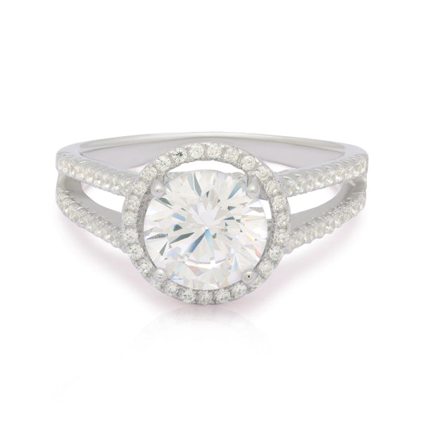 Shining Silver Minimal Diamond Ring