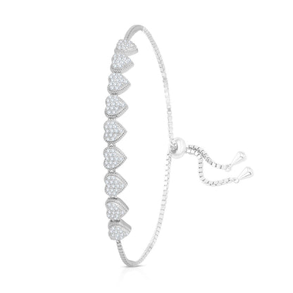 Silver Studded Hearts Bracelet