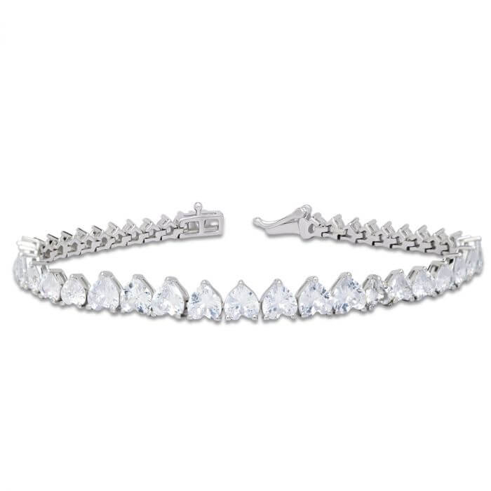 Crystal Hearts Bracelet in Silver