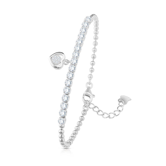 Diamond Heart Bracelet in Sterling Silver