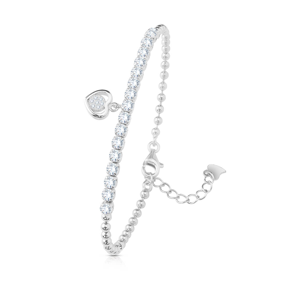 Diamond Heart Bracelet in Sterling Silver
