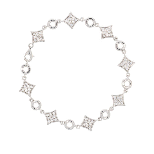 925 Silver Star Link Silver Bracelet