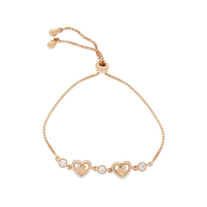 Rose Gold Halo Heart Studded Bracelet