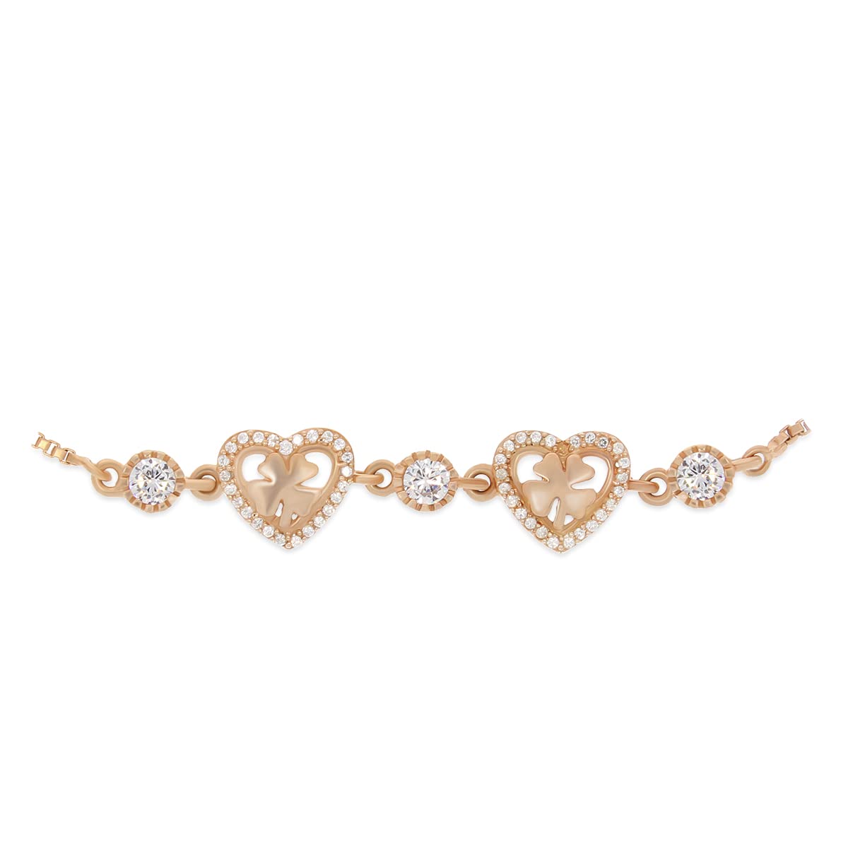 Rose Gold Halo Heart Studded Bracelet