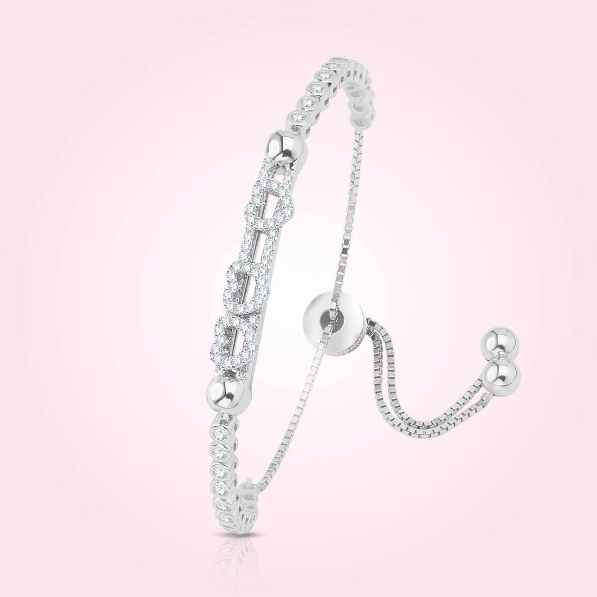 White Diamond Bracelet In Silver