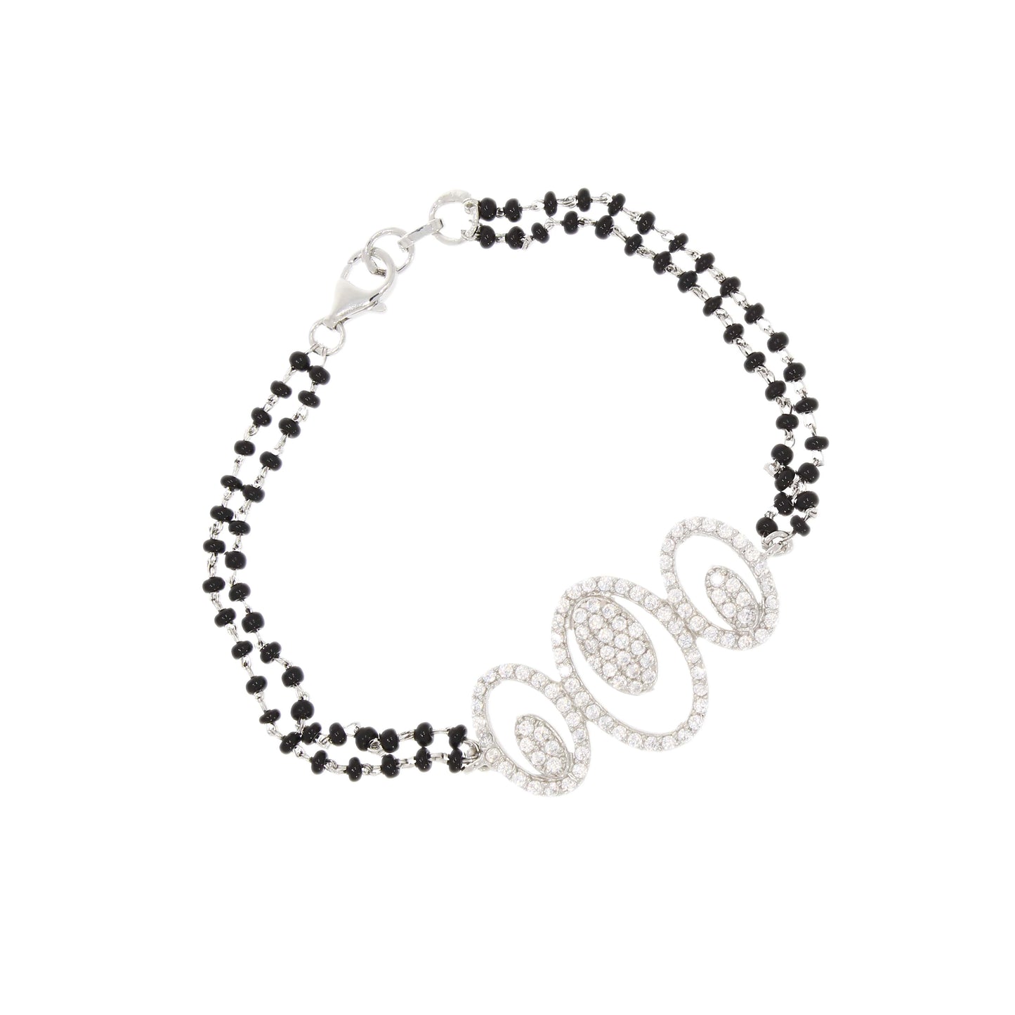 Sterling Silver Black Bead Bracelet