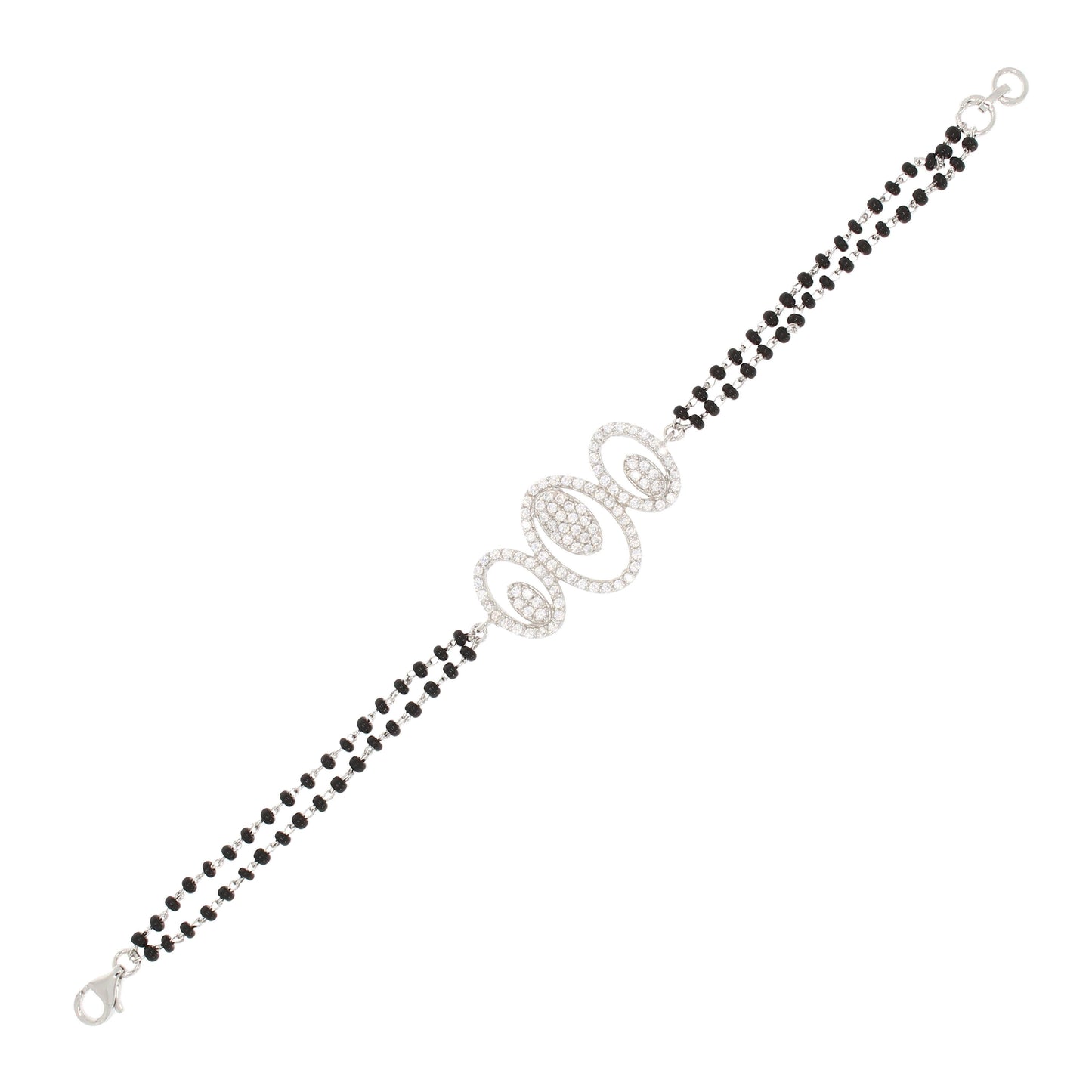 Sterling Silver Black Bead Bracelet