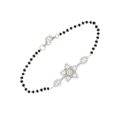 Black Beaded Star Mangalsutra Bracelet in Silver