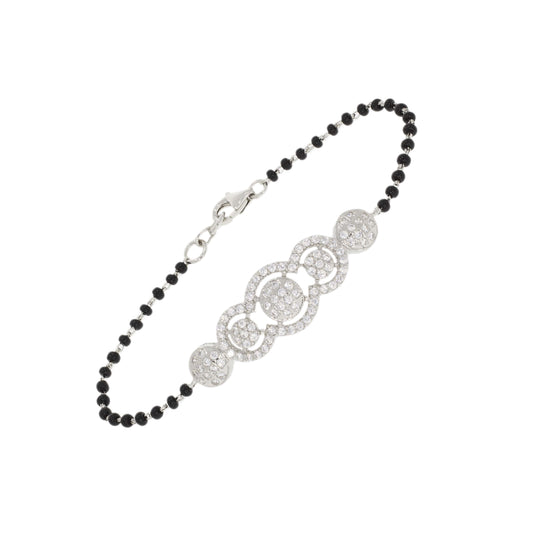 Sterling Silver Bracelet With Black Beads