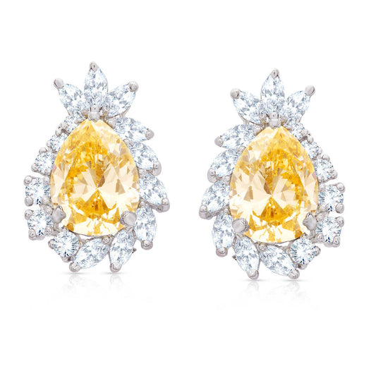 Crystal Yellow Silver Studs