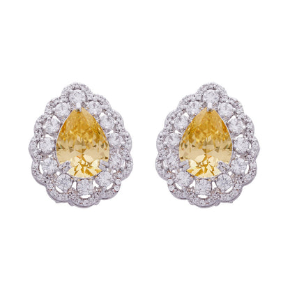 Yellow Diamond Silver Earrings