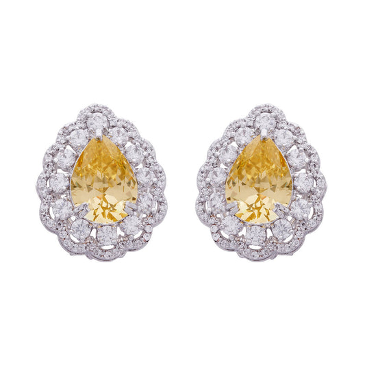 Yellow Diamond Silver Earrings