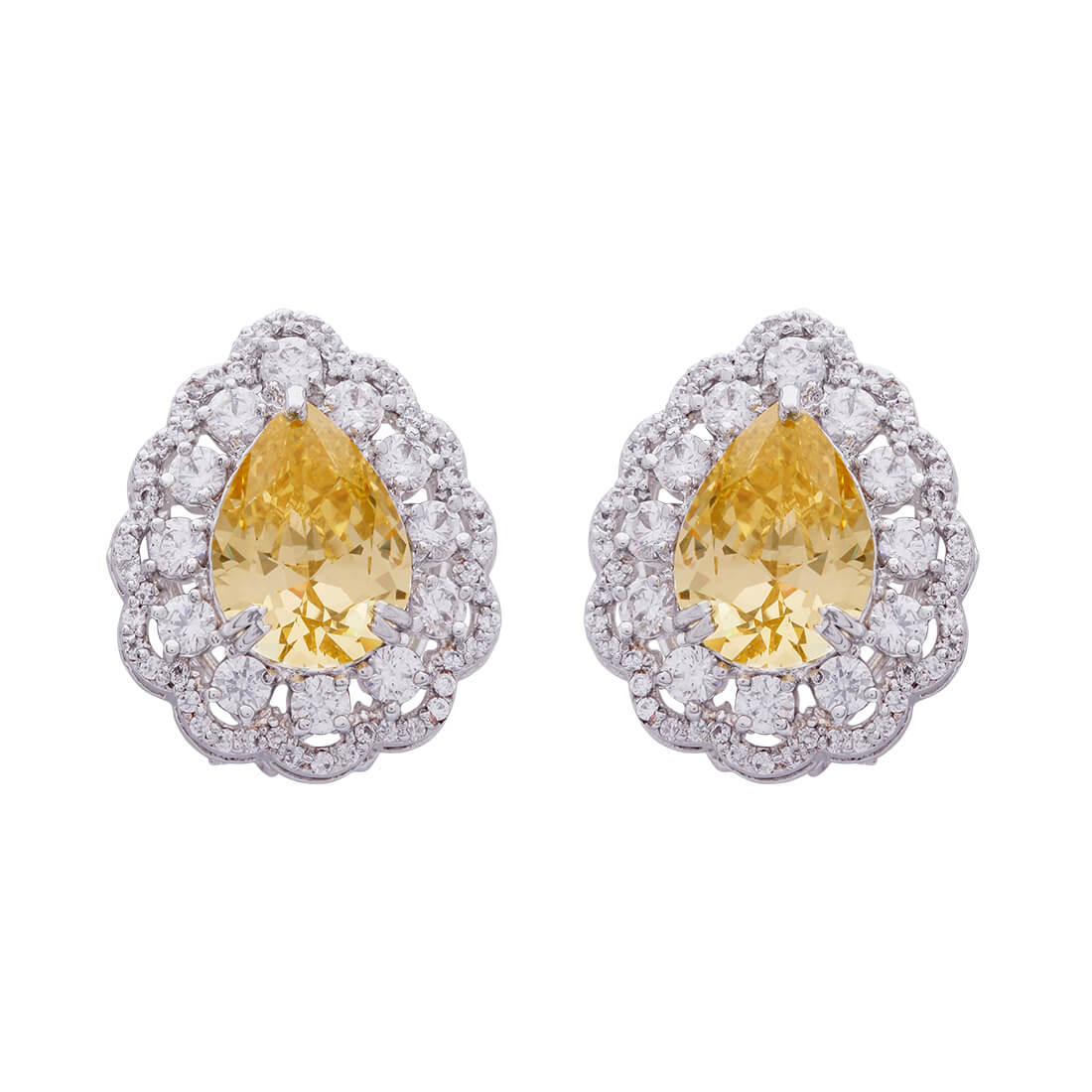 Yellow Diamond Silver Earrings